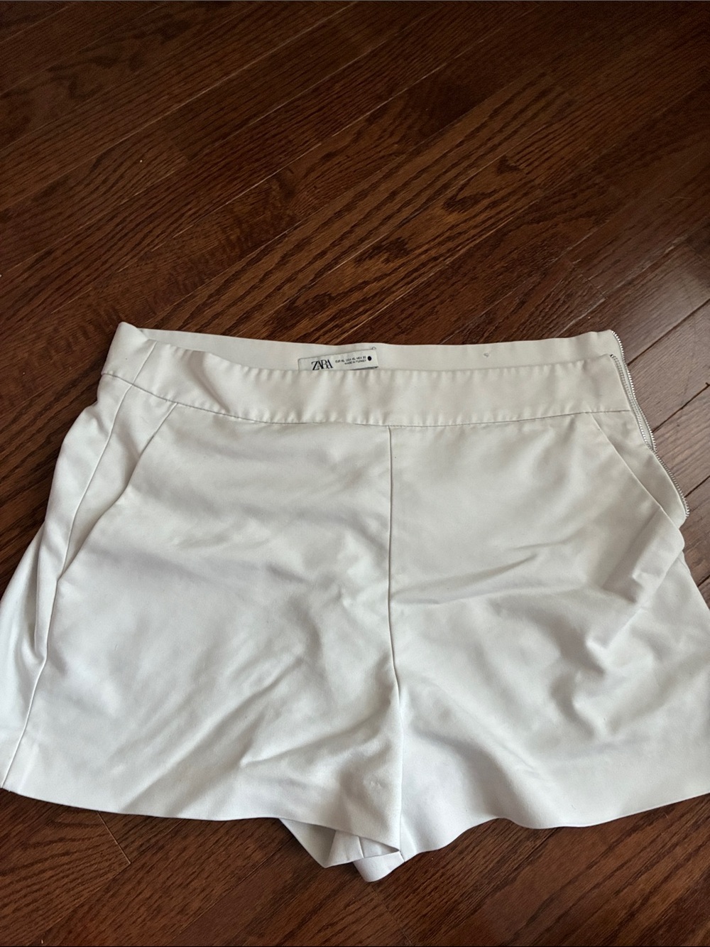 Zara Women's White High-Waist Tailored Shorts